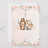 Invitation Les animaux des bois Blush Floral Baptism Christen (Dos)