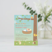 Invitation Les animaux des bois rochent un Baby shower au dor (Debout devant)