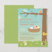 Invitation Les animaux des bois rochent un Baby shower au dor (Devant / Derrière)
