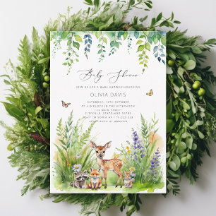 Invitation Les animaux des bois sauvages d'un Baby shower