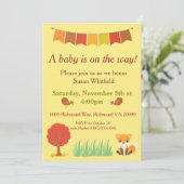 Invitation Les animaux des bois tombent Baby shower à thème (Debout devant)