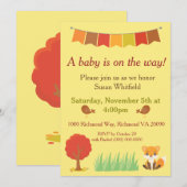 Invitation Les animaux des bois tombent Baby shower à thème (Devant / Derrière)