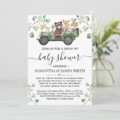Invitation Les animaux des bois traversent le Baby shower (Debout devant)