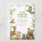 Invitation Les animaux des bois Un Baby shower sauvage mignon (Devant)
