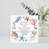 Invitation Les animaux marins sous l'invitation du Baby showe (Debout devant)