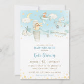 Invitation Les animaux mignons Avions Stars Sky Baby shower G (Devant)