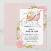 Invitation Les animaux mignons dans le Baby shower de traînea (Devant / Derrière)