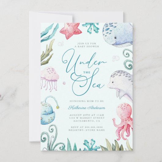 Invitation Les Animaux Océaniques Sous Le Baby shower Sea Boy (Devant)