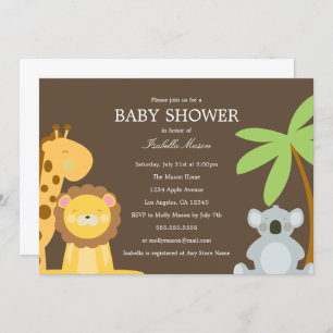 Invitation Les animaux Safari  Brown