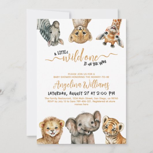 Invitation Les animaux Safari sauvage un Baby shower moderne (Devant)