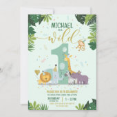 Invitation Les animaux sauvages de la Jungle mignonne un anni (Devant)