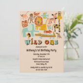 Invitation Les animaux sauvages de la jungle rétro un premier (Debout devant)