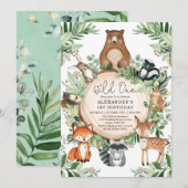 Invitation Les animaux sauvages de Woodland, une nature rusti (Devant / Derrière)