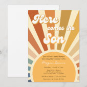 Invitation les années 70 Baby shower Bohemian Douche Boho Sun (Devant / Derrière)