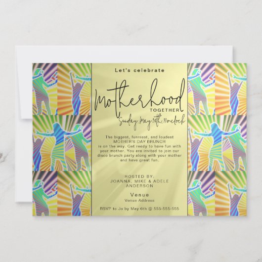 Invitation les années 70 Disco Retro Script Dîner de fête des (Devant)