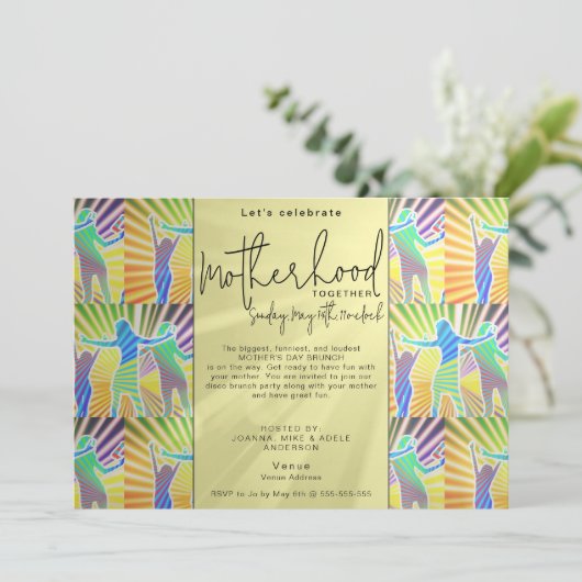 Invitation les années 70 Disco Retro Script Dîner de fête des (Debout devant)