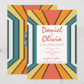 Invitation Les années 70 rétro avec Mariage QR (Devant / Derrière)