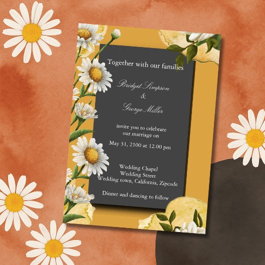 Invitation les années 70 Retro Daisy Mariage - terracotta ora