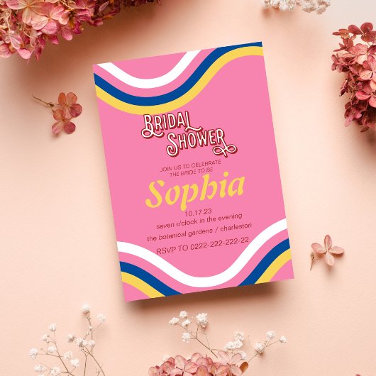 Invitation les années 70 RETRO FÊTE DES MARIÉES hippie super