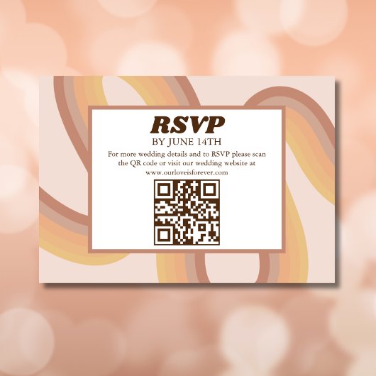 Invitation les années 70 Retro Lignes Super Funky QR Code RSV