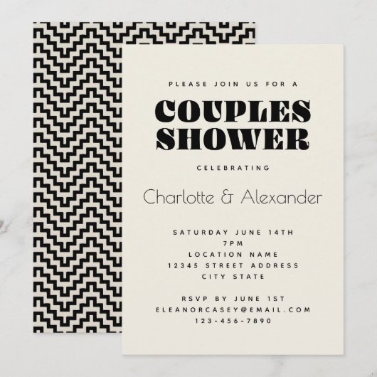 Invitation les années 70 rétro super Design en Couples Noirs (Devant / Derrière)