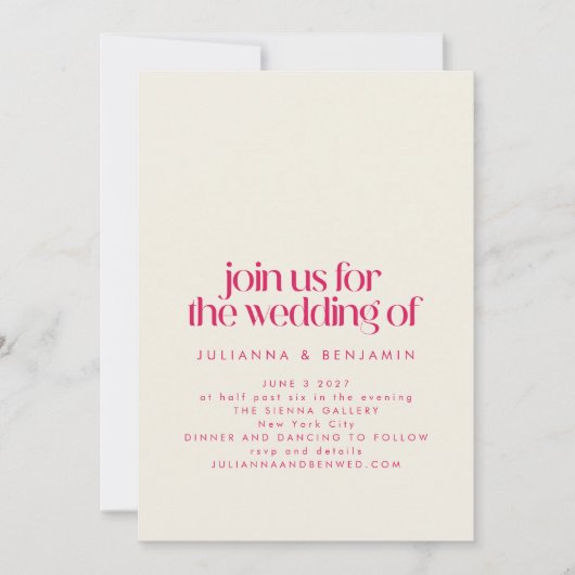 Invitation les années 70 rétro super Design en Mariage rose c (Devant)