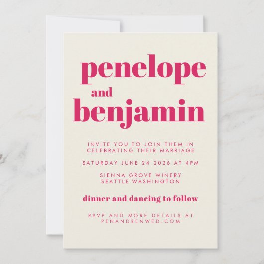 Invitation les années 70 rétro super en Mariage tout-en-un ro (Devant)