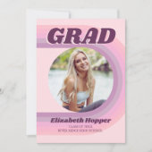 Invitation les années 70 Retro Super Pink Arch Funky Photo Gr (Devant)