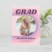 Invitation les années 70 Retro Super Pink Arch Funky Photo Gr (Debout devant)