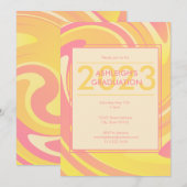 Invitation Les années 70 rose Super rétro + perruques Abstrai (Devant / Derrière)