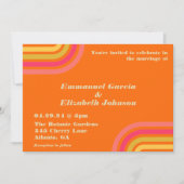 Invitation les années 70 Style Bright Orange Rose Retro Maria (Devant)
