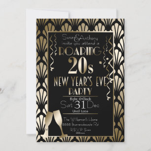 Invitation Les Années Folles Art Déco Rétro Or Nouvel An