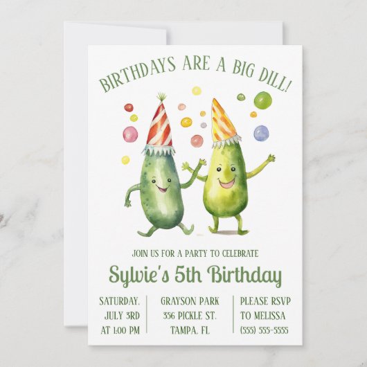 Invitation Les anniversaires sont un Big Dill ! Pickle fête d (Devant)