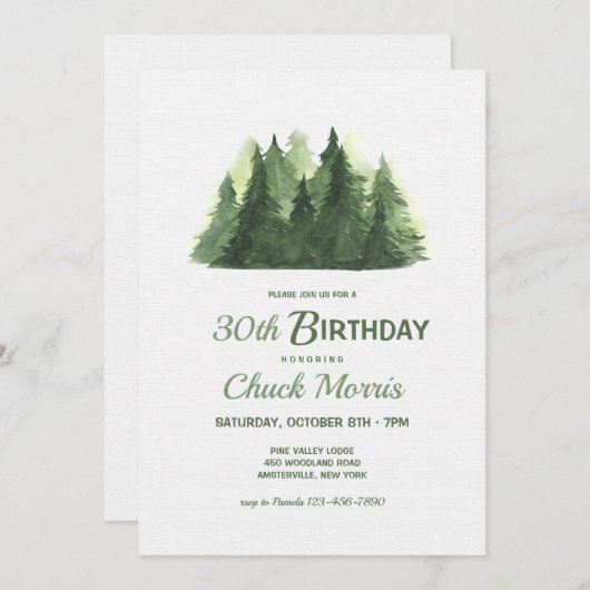 Invitation Les arbres dans la forêt Anniversaire (Devant / Derrière)