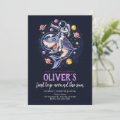 Invitation Les astronautes chevauchent un requin dans l'espac (Debout devant)