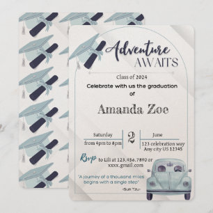Invitation les aventures attendent les diplômés invitation/an