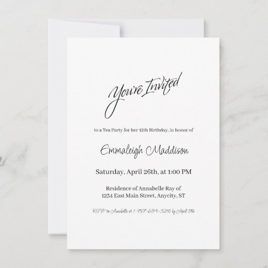 Invitation Les Aventures d'Alice au Pays des Merveilles Thé à (Dos)