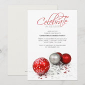 Invitation Les babioles rouges de fête célèbrent la saison (Devant / Derrière)