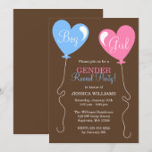 Invitation Les ballons cardiaques révélateurs de genre rose e (Devant / Derrière)