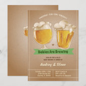 Invitation Les bébés brassent Twin Co-Ed Bier Baby shower (Devant / Derrière)