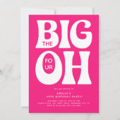 Invitation Les Big Four OH ! 40e anniversaire rose (Devant)