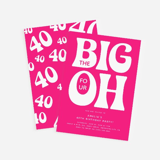 Invitation Les Big Four OH ! 40e anniversaire rose