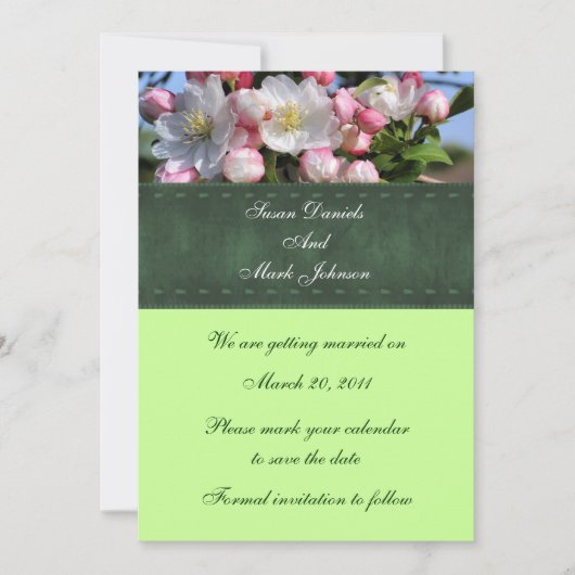 Invitation Les Blossoms Blancs Mariages Floraux Sauvez La Dat (Devant)