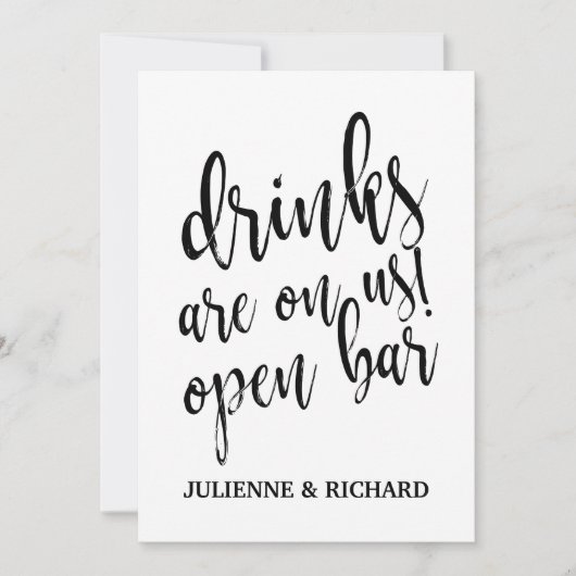 Invitation Les boissons sont à notre compte ! Panneau de bar (Devant)