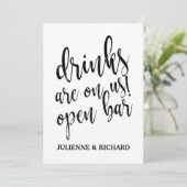 Invitation Les boissons sont à notre compte ! Panneau de bar (Debout devant)