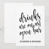 Invitation Les boissons sont à notre compte ! Panneau de bar (Devant / Derrière)