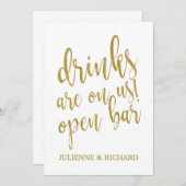 Invitation Les boissons sont à notre compte ! Panneau de bar (Devant / Derrière)