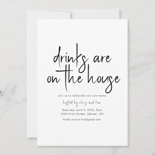 Invitation Les boissons sont sur l'Invitation House House Hou (Devant)