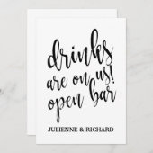 Invitation Les boissons sont sur nous ! Panneau Mariage abord (Devant / Derrière)
