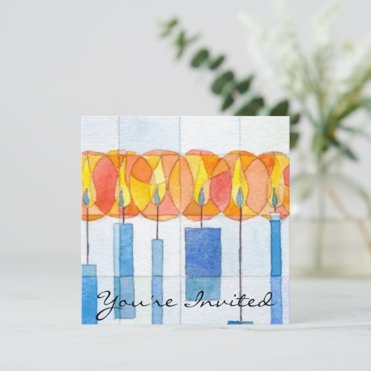 Invitation Les bougies de Hanoukka (Debout devant)